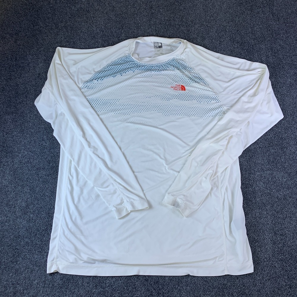 The North Face Shirt Mens Medium White Logo Raglan Sleeve Long Sleeve Activewear